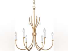 KSANA Chandelier for Dining Room, 6 Light Gold Chandeliers with Crystal, Modern Chandelier Hanging Light Fixtures in Vintage Brushed Gold 12