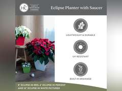 The HC Companies Eclipse Square Plastic Planter w/Attached Saucer - Outdoor & Indoor Plant Pot with Drainage Holes - Lightweight, UV-Resistant Plastic Pots for Plants (12" Slate Blue, Pack of 2) 33