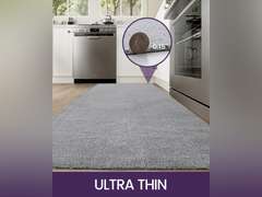 DEXI Kitchen Rugs and Mats for Floor, Non Slip Washable Mat Set of 2, Thin Absorbent Rubber Backing Runner Rug for Sink, Laundry Room, Hallway, 23x35+23x86, Light Grey 50