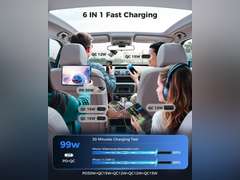 Upgraded SUPERONE Retractable Car Charger, Ultra-Compact 6-Port Car Charger USB C, iPhone Car Chargers Fast Charging with USB C & Apple Cable, Car Accessories Adapter for iPhone 16/15/14/13/12 17