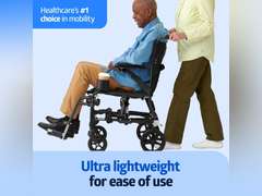 Similar model. Medline Ultra Lightweight Transport Wheelchair for Adults, Foldable, 19-Inch Seat Width, Black Frame, Black Upholstery 139
