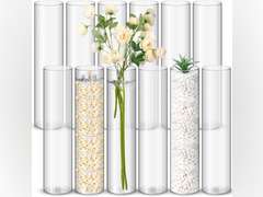 Nuogo 12 Pcs Plastic Clear Cylinder Vase for Home 8,12,16 Inch Acrylic Flower Clear Vase Centerpiece for Centerpieces Wedding Party Decorations(12 Inch) 60