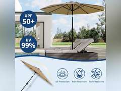 Garvee 10Ft Patio Umbrella - 8 Sturdy Ribs Outdoor Table Umbrella with Crank Lift & Push Button Tilt 73