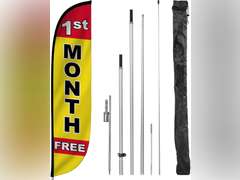 LookOurWay Real Estate Themed 12-Feet Tall Feather Flag Complete Set with Poles & Ground Spike 64
