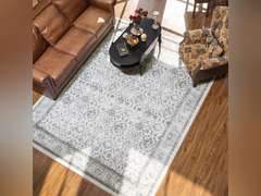 6x9 Washable Area Rug for Living Room Bedroom - Vintage Boho Carpet Large Soft Distressed Floral Floor Rug for Dinning Room Playroom Home Office Indoor Room Decor,Grey 332