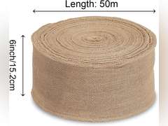 KINJOEK 6 Inch Wide 54 Yards Burlap Ribbon, Natural Jute Fabric Ribbon Crafts Ribbon for Christmas Wedding Gifts Burlap Fabric DIY for Decoration 33