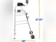 Medline Upright Walker with 5 Dual Wheels, Forearm Walker with Armrests, Height Adjustable, 300lb Weight Capacity 90