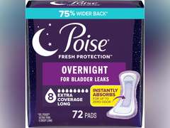Poise Overnight Incontinence & Postpartum Pads for Bladder Leaks, 8 Drop Extra Coverage, 72 Count (2 Packs of 36), Packaging May Vary 39