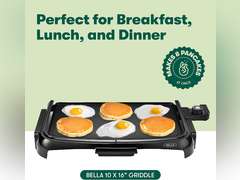BELLA 10" x 16" Griddle Non-Stick, Adjustable Control Knob with 7 Settings, Dishwater Safe, PFOA Free, Black 23