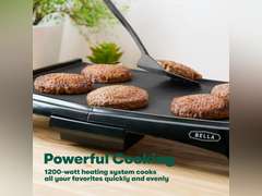 BELLA 10" x 16" Griddle Non-Stick, Adjustable Control Knob with 7 Settings, Dishwater Safe, PFOA Free, Black 23