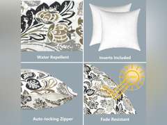 LVTXIII Outdoor/Indoor Throw Pillows, Decorative Throw Pillows with Inserts, 18"x18" Square Pillows for Bed, Couch, Sofa and Patio Furniture, Set of 2, Dailey Tan 43