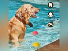 iPettie Summer Floating Dog Ball, Squeaky Water Fetch Toy, Waterproof Rubber Chew Ball, BPA Free, Colorful, 4 Sets, 2.5" 17