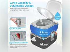 YITAHOME Portable Toilet Camping Porta Potty 5.8 Gallon with Carry Bag and Hand Sprayer, Leak-Proof Indoor Outdoor Toilet with Level Indicator, Handle Pump, for RV Travel, Boat and Trips 160