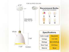 Modern Farmhouse Chandelier White Chandelier, 7 inches in Diameter, Suitable for Kitchen Island, Bedroom, Hallway 10