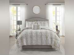 Madison Park Zuri Soft Plush Comforter Set, Faux Fur Animal Stripes Design, Faux Mink On The Reverse, Modern All Season Bedding Set with Matching Sham, Full/Queen, Snow Leopard 4 Piece 89