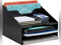 Mind Reader Desktop Organizer, Vertical File Holder, Paper Trays, Office, Plastic, 12.5" L x 11.75" W x 9.5" H, Black 29
