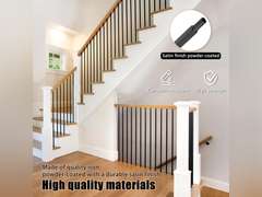 15 Pcs Iron Balusters for Staircase, 1/2" x 44" Wrought Iron Baluster, Square Metal Balusters Hollow Straight Iron Spindles for Stairs Satin Black Deck Railing 57