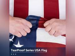 American Flag for Outside 6x10 Ft - TearProof Series Outdoor US Flags - Long Lasting, Fade Resistant - Thick Spun Polyester USA Banner - High Wind - Embroidered Stars, Sewn Stripes, Brass Grommets 70