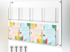 Yalikop 8 Pocket Acrylic Brochure Holder Wall Mount Clear Pamphlet Display Holder Plastic Trifold Flyer Rack Leaflet Holders Acrylic Literature Storage Rack for Offices Waiting Room 14