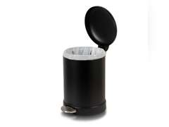 Glad Small Trash Can, 1.2 Gallon | Round Stainless Steel Garbage Bin with Soft Close Lid & Step Foot Pedal | Black Metal Waste Basket with Removable Inner Bucket, Matte Black 23