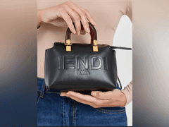 Embossed Handbag with Zip Closure Black For Women 40