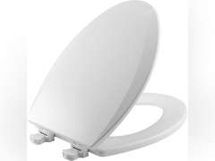 Bemis 1500EC 390 Toilet Seat with Easy Clean & Change Hinges, Elongated, Durable Enameled Wood, Cotton White ) 35