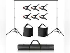 (Similar)Neewer Photo Studio Backdrop Support System, 10ft/3m Wide 6.6ft/2m High Adjustable Background Stand with 4 Crossbars, 6 Backdrop Clamps, 2 Sandbags, and Carrying Bag for Portrait & Studio Photography 39