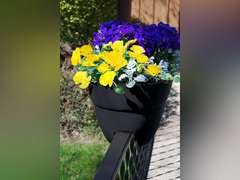 Emsco Group Bloomers Railing Planter with Drainage Holes 24" Weatherproof Resin Planter Charcoal 21
