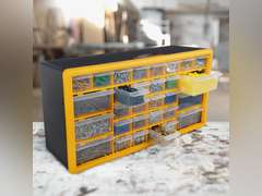 Stalwart 30-Drawer Plastic Small Parts Organizer - Desktop or Wall Storage Drawers for Organizing Hardware, Crafts, Garage, or Classroom, Yellow 36