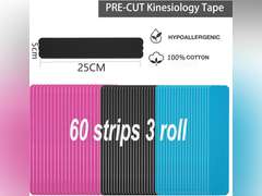 Kinesiology Tape Pro Athletic Sports (3 Rolls,60 Precut Strips) Waterproof Breathable Latex Free Tape for Ankle Wrists Knees Elastic Running Tennis Swimming Football Sports Activities Tapes (Mix) 16
