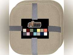 GORILLA GRIP Slip Resistant Chair Cushions, No Ties Required, Memory Foam Pads for Dining Room, Kitchen Table, Office, Rocking Chairs, Plush Seat Cover Cushion Pad, Home Decor, Set of 2 16x16, Beige 38