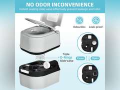YITAMOTOR Portable Toilet Camping Porta Potty with Paper Collection 6.34 Gallon, Indoor Outdoor RV Toilet with Handle Pump, Leak-Proof OutdoorToilet for RV Travel, Boat, Trips, Grey 103