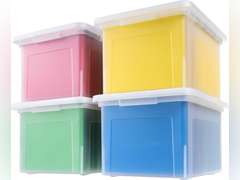 IRIS USA Plastic File Organizer Box for Letter/Legal File, BPA-Free Plastic Storage Bin Tote Organizer with Durable and Secure Latching Lid, Stackable and Nestable, Clear 33L (35 US Qt) 3 Pack 36