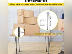 VEVOR Hairpin Table Legs 36" Black Set of 4 Desk Legs 880lbs Load Capacity (Each 220lbs) Hairpin Desk Legs 3 Rods for Bench Desk Dining End Table Chairs Carbon Steel DIY Heavy Duty Furniture Legs 79