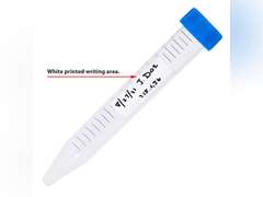 Globe Scientific 6285 Polypropylene Centrifuge Tube with Attached Blue Flat Top Screw Cap, Sterile, Printed Graduation, Bag Pack, 15mL Capacity (Case of 500) 134
