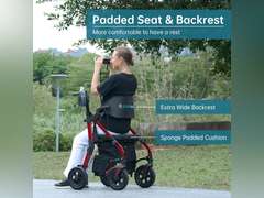 ELENKER All Terrain Rollator Walker Transport Wheelchair Combo, 2 in 1 Rolling Walker with Padded Seat and Wide Backrest, Red 671