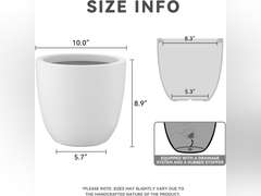 Kante Round Concrete Planter, Pure White, 10" W 28