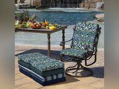 Arden Selections Outdoor Chair Cushion 16.5 x 18, Sapphire Aurora Blue Damask 35