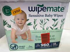 Wipemate EWG-Verified Premium Baby Wipes, 99% Water-Based, Plastic-Free, Ultra-Soft Plant-Based Wipe, Chlorine/Alcohol-Free, pH-Balanced, Hypoallergenic Cruelty-Free with Durable Flip-Top Lid 960-Ct 63
