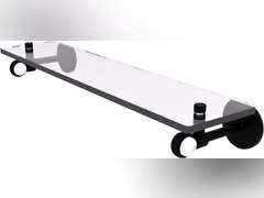 Allied Brass CV-1T-22 Clearview Collection 22 Inch Twisted Accents Glass Shelf, Matte Black 79