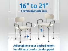 Medline Shower Chair Bath Seat with Padded Armrests and Back, Great for Bathtubs, Supports up to 350 lbs, 1 Count 86