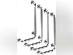 Angled Grab Bar 12x24 Inch, YuanDe Brushed Nickel L-Shaped Shower Grab Bar w/Anti-Slip Knurled Grip, Stainless Steel Bath Balance Bar,Wall Mounted Safety Hand Rail Support for Handicap Elderly(4 Pack) 76