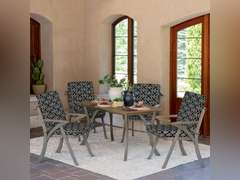 Arden Selections Outdoor Dining Chair Cushion 20 x 20, Black Global Stripes 4 pieces 146
