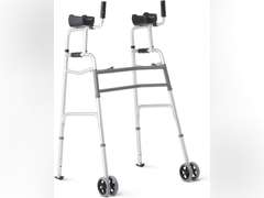Medline Upright Walker with 5 Dual Wheels, Forearm Walker with Armrests, Height Adjustable, 300lb Weight Capacity 90
