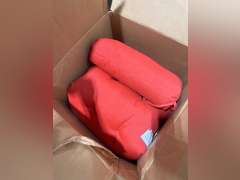 Pillows Perfect Monti Chino Solid Indoor/Outdoor Wicker Patio Sofa/Swing Cushion Tufted, Weather and Fade Resistant, 18" x 60", Red 53