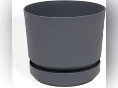 Elly D cor 8 inch Plastic Cylinder Planter Pot with Self-Watering Saucer and Drainage Hole,Lightweight & Extremely Durable, 8"x 8", Gray 27