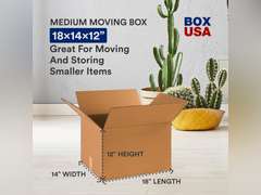 BOX USA B181412RP10 Cardboard Shipping Boxes, 18" x 14" x 12", Single Wall Corrugated Medium Moving Boxes for Packing, Shipping, Moving and Storage, Kraft (5 pcs) 20