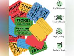 L LIKED 4000 Pairs Double Raffle Tickets - 4 Assorted Colors (Blue, Yellow, Red, Green), 1000 Tickets per Roll for Events, Fundraisers & Parties 26