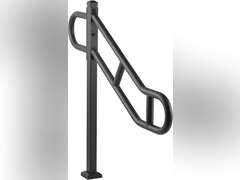 VEVOR Single Post Handrail for Outdoor 1-3 Steps, 40.5"L x 35.4"H, Dia 1.3" Metal Bent Stair Handrails, Floor Mounted Carbon Steel Stair Railing, U-Shaped Post Grab Rails with 2 Anti-Skid Crossbar 56