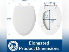 Bemis 1500EC 390 Toilet Seat with Easy Clean & Change Hinges, Elongated, Durable Enameled Wood, Cotton White ) 35